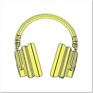 Yellow headphones Posters and Art